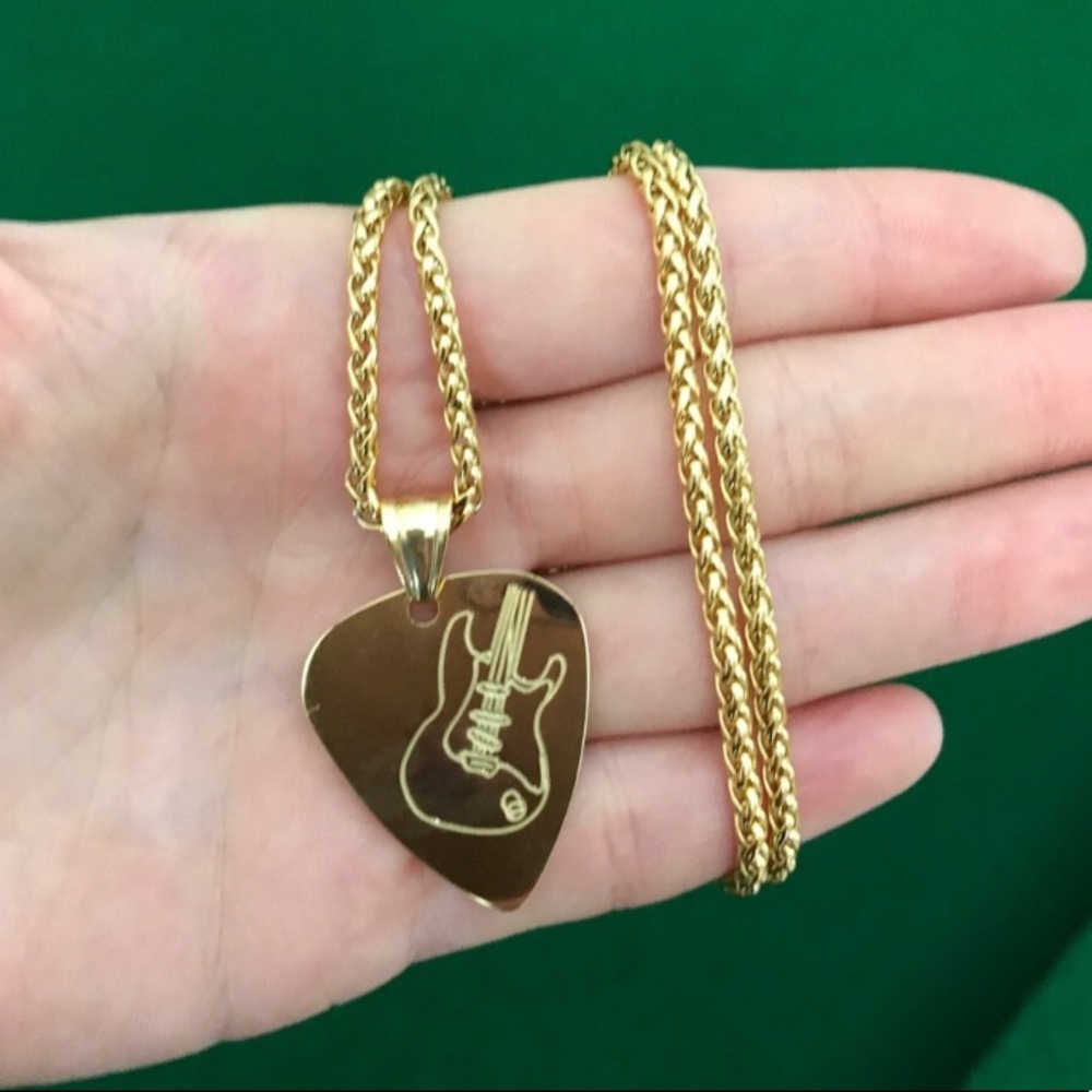 Stainless Steel or 18k Gold Plated Guitar Necklace - Picture 2 of 6